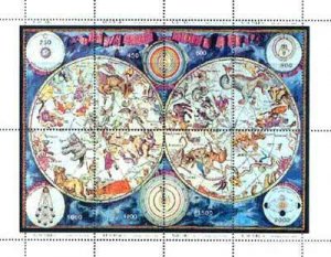 ABKHAZIA - 1996 - Zodiac Map - Perf 8v Sheet - M. N.H. - Private Issue
