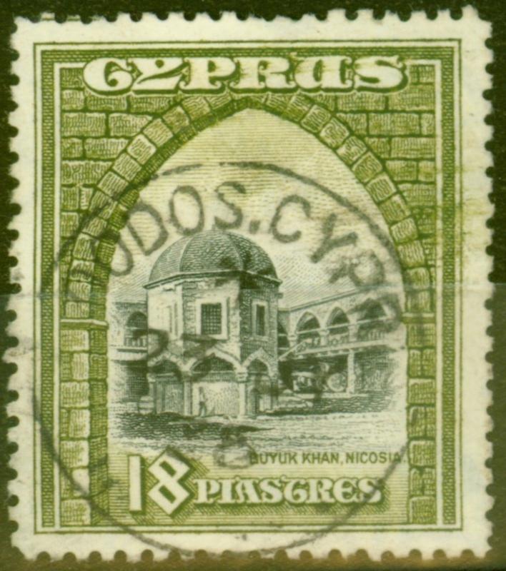 Cyprus 1934 18pi Black & Olive-Green SG142 V.F.U 