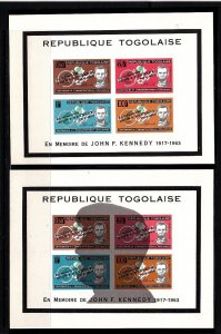 Togo Sc C41 (note) NH 2 S/S of 1964 - J.F. Kennedy - great overprints