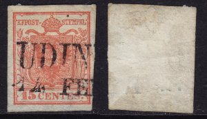 Lombardy-Venetia - 1850 - Scott #4b - used - UDINE pmk - Type I