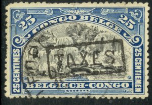 BELGIAN CONGO 1910 25c Inkissi Falls PROVO Postage Due Sc 49var VFU