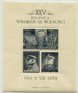 POLAND 1939 25 YEARS POLISH LEGION SHEET B35 MICHEL FISCHER BLOCK 8 PERFECT MNH