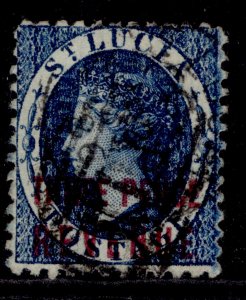 ST. LUCIA QV SG F19, 3d deep blue, FINE USED. Cat £20.