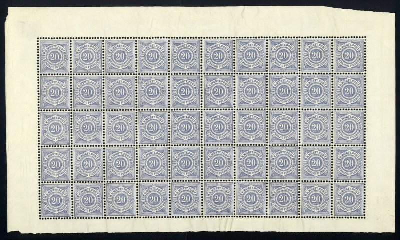 w45 Wurttemberg Scott #61 20pf ultramarine Mint OG NH full pane of 50 Scarce