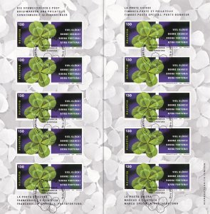 Switzerland  #1164a  booklet  2003 cancelled  four-leaf clover self-adhesive