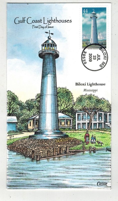 2009 COLLINS HANDPAINTED GULF COAST LIGHTHOUSE BILOXI MISSISSIPPI