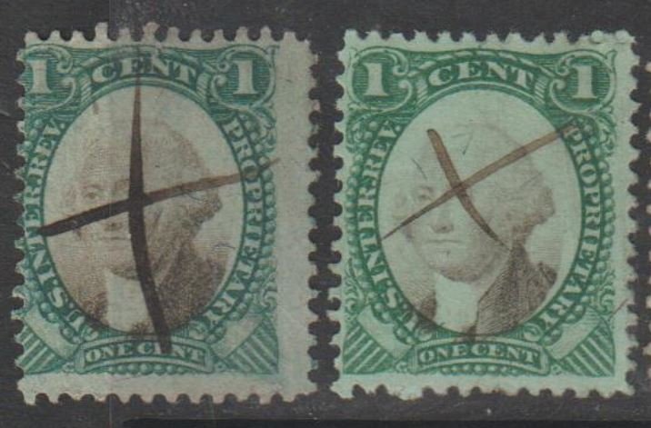 U.S. Scott #RB1a-RB1b Revenue Stamps - Used Set of 2