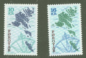 Faroe Islands #305-306  Single (Complete Set) (Maps)