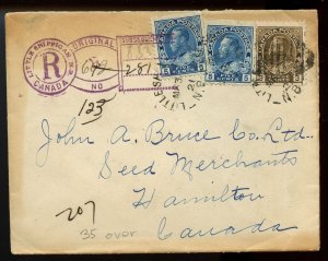 ?LITTLE SHIPPIGAN, N.B. Keyhole Registered split ring 1921 rpo cover Canada