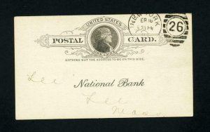 Post Card American Exchange National Bank, NY to Lee National Bank - 2-16-1888