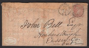 1872 Montreal to Amherstburg with 3c Small Queen duplex. The Lancashire Insur...