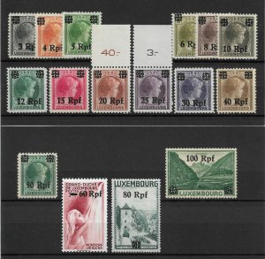 Luxembourg 1940, WW-2 Germany Occupation, Scott # N17-N32, VF MvLH* / VF MNH**