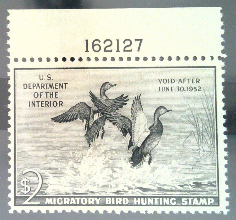 Scott #RW18 - VF - $2 Gray Black - Gadwall Ducks - MNH - P#single - 1951