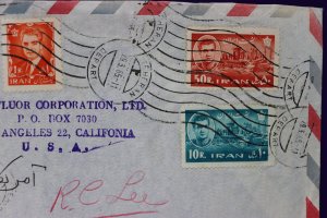 Iran airmail cover to USA 1965 Flour Co used sc#1218 1222 1213 Teheran