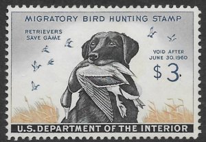 US RW    26   1959   $3.00   Fed. Duck Stamp  FVF Mint - hinged
