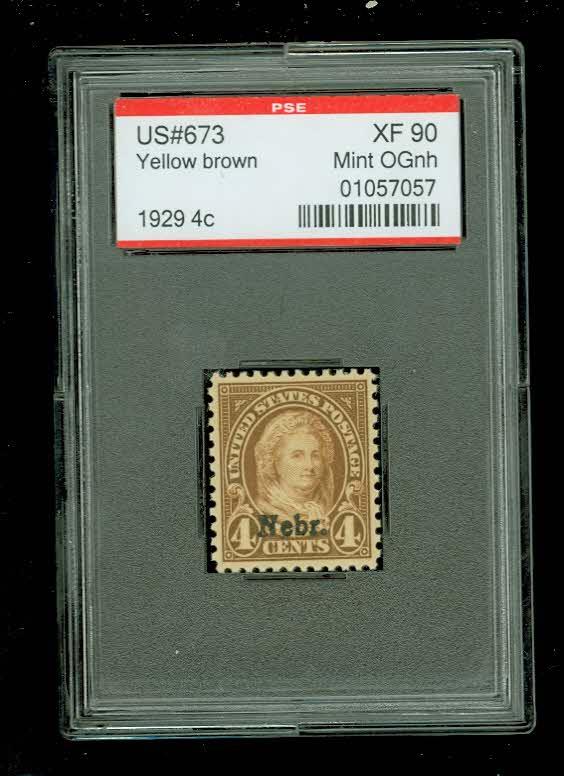 US #673 Nebraska Overprint,PSE Graded XF 90,Mint OGnh
