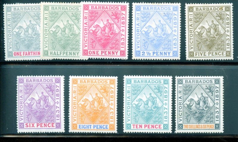 BARBADOS  SCOTT # 81/89 SG#116/24 1897 DIAMOND JUBILEE MINT HINGED