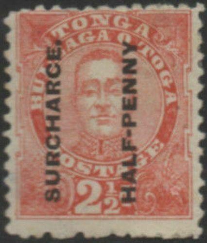 Tonga 1895 SG29b ½d on 2½d vermilion King George II SURCHARCE. MLH