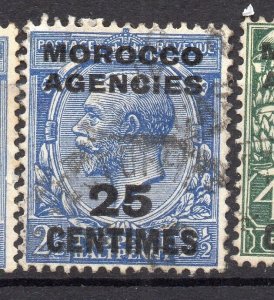 Morocco Agencies GV Early Issue Fine Used 25c. Surcharged NW-14026