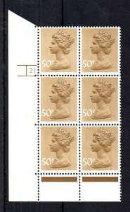 50p MACHIN UNMOUNTED MINT CYLINDER 21 BLOCK Cat £18