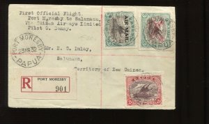 1932 PAPUA NEW GUINEA AIRWAYS REGISTERED FIRST FLIGHT COVER TO SALAMAUA (LV 573)