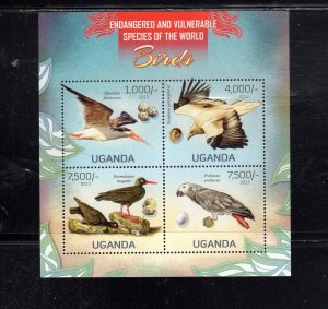 UGANDA #2023 2013 BIRDS OF PREY MINT VF NH O.G M/S4