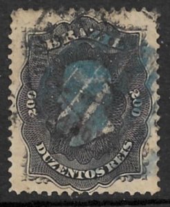 BRAZIL 1866 200r Emperor Dom Pedro Issue Sc 59 VFU