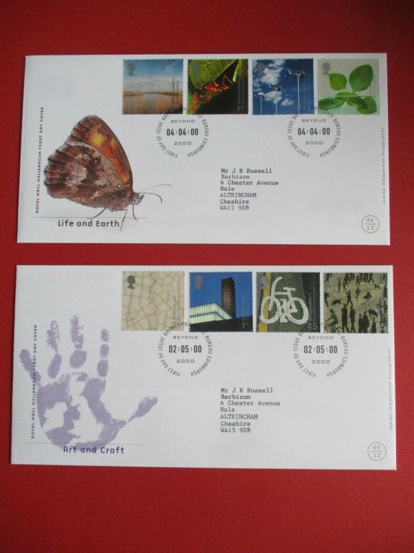 2000 First Day Covers Complete Philatelic Bureau Edinburgh 1 London Used Typed