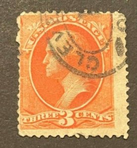 Scott#: 214 - George Washington 1887 3c Used Single Stamp Town Cancel - Lot 2