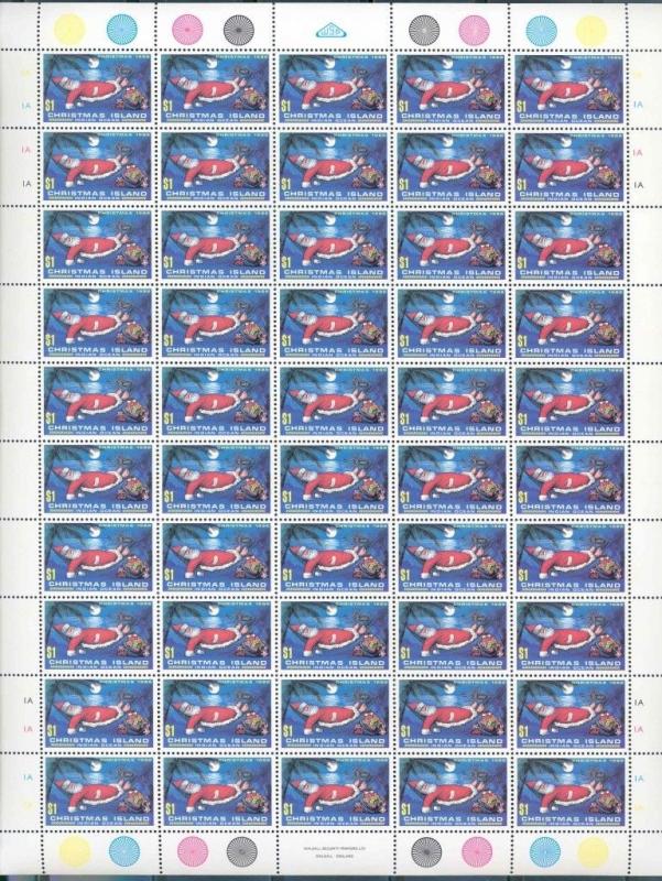 CHRISTMAS ISLAND SC#189/93 COMPLETE SHEET OF 50 MINT NH