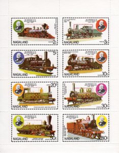 Nagaland 1979  Locomotives -Sir Rowland Hill Red ovpt.London 80 Sheetlet (8) MNH