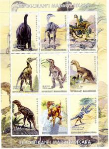 Malagasy 1999 DINOSAURS Sheet (9) Perforated Mint (NH) #1