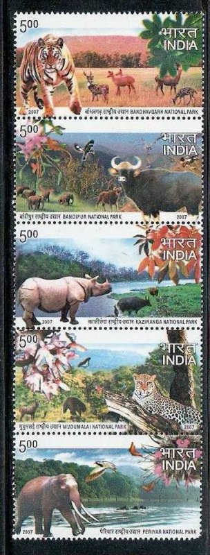 INDIA 2007 NATIONAL PARK, ANIMAL, ELEPHANT, LEOPARD, TIGER, RHINO, FLOWER, BI...