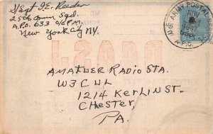 USA PREXY STAMP APO 633 GERRMANY QSL HAM RADIO MILITARY POSTCARD 1947