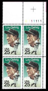 PCBstamps   US #2417 PB $1.00(4x25c)Lou Gehrig, (A111111), MNH, (UL)