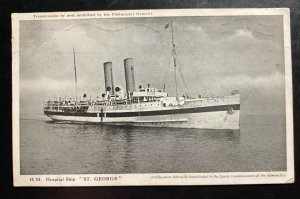 1917 England Real Picture postcard Cover HM Hospital Ship At George