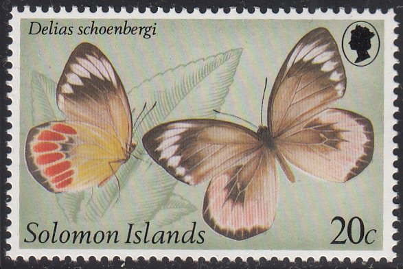 Solomon Islands 1980 MNH Sc #432 20c Delias schoenbergi Butterflies