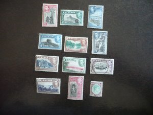 Stamps - Ceylon - Scott# 278-289 - Mint Hinged & Used Part Set of 12 Stamps