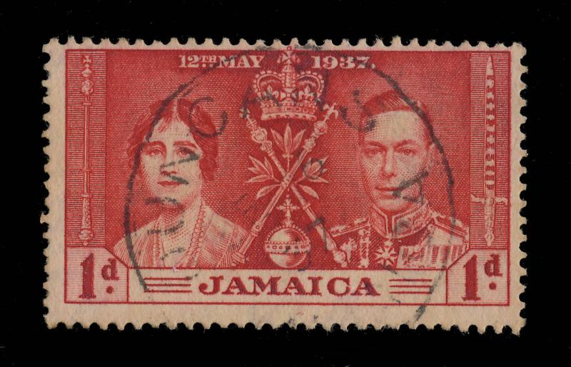 JAMAICA - 1937 -  DUNCANS  Double Ring Date Stamp on SG 118 1d Coronation