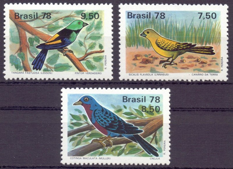 Brazil. 1978. 1651-53. Birds fauna. MNH.