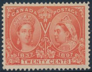 CANADA #59 XF+ UNUSED 20¢ JUBILEE CV $275 AU55