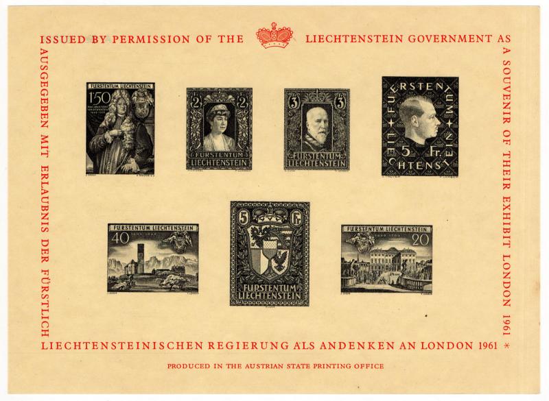 (I.B-JA) Liechtenstein Cinderella : London Exhibition Reprint Mini-Sheet