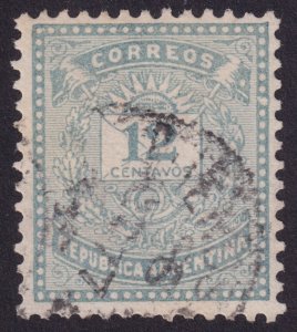 Argentina 45a 12c ultramarine UVF pf.12 from 1882 Numeral & Letter Awesome One