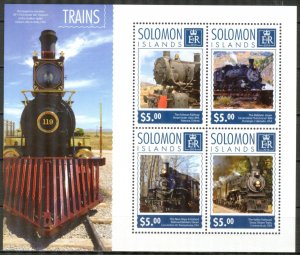 Solomon Islands 2014 Steam Trains sheet MNH