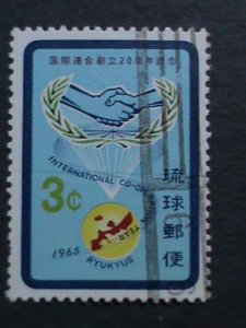 ​RYUKYU-1965 SC#134 20TH INTERNATIONAL.COOPERATON YEAR  USED VERY FINE