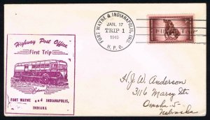 US #973 ON 1949 H.P.O. 1ST TRIP COVER FORT WAYNE & INDIANAPOLIS IND. (ESP#524)