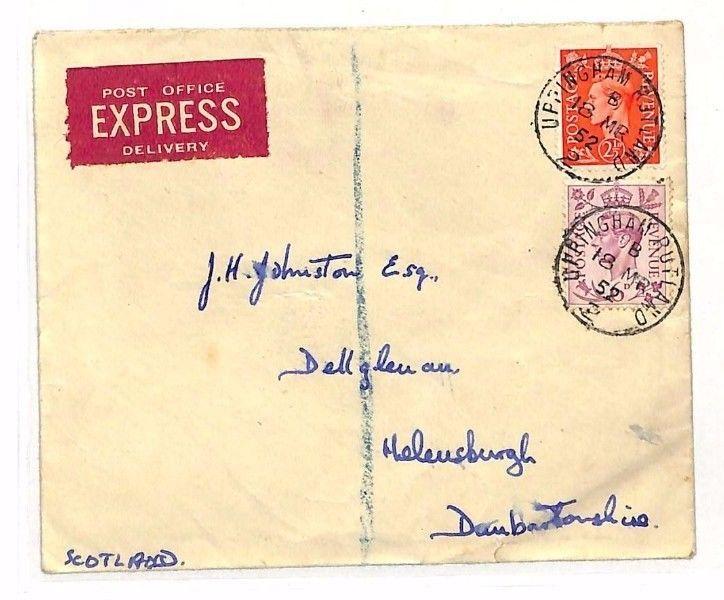 AC166 1952 GB Express *UPPINGHAM RUTLAND* Cover Dunbartons {Samwells-Covers}PTS