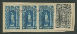 CANADA REVENUE BCL4, BCL9 USED BRITISH COLUMBIA LAW STAMPS