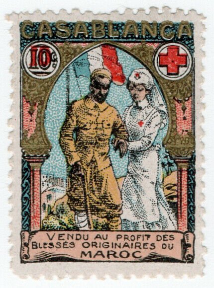 (I.B-CKK) Morocco (Great War) Cinderella :  Red Cross 10c (Delandre)