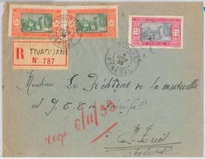 SENEGAL -  POSTAL HISTORY:  REGISTERED COVER from Tivaouane 1933